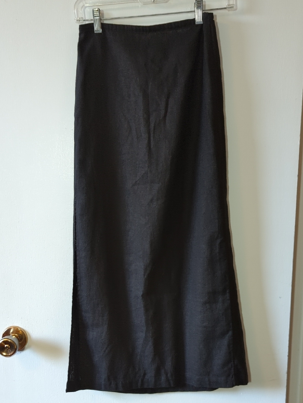 Aritzia Black Maxi Straight Skirt Linen